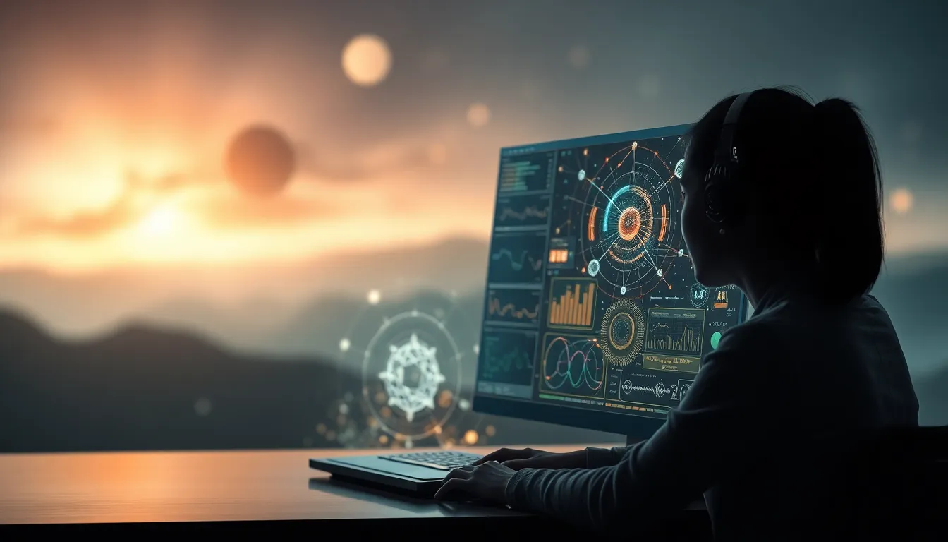 미래 AI 기술을 활용하는 사람들의 모습